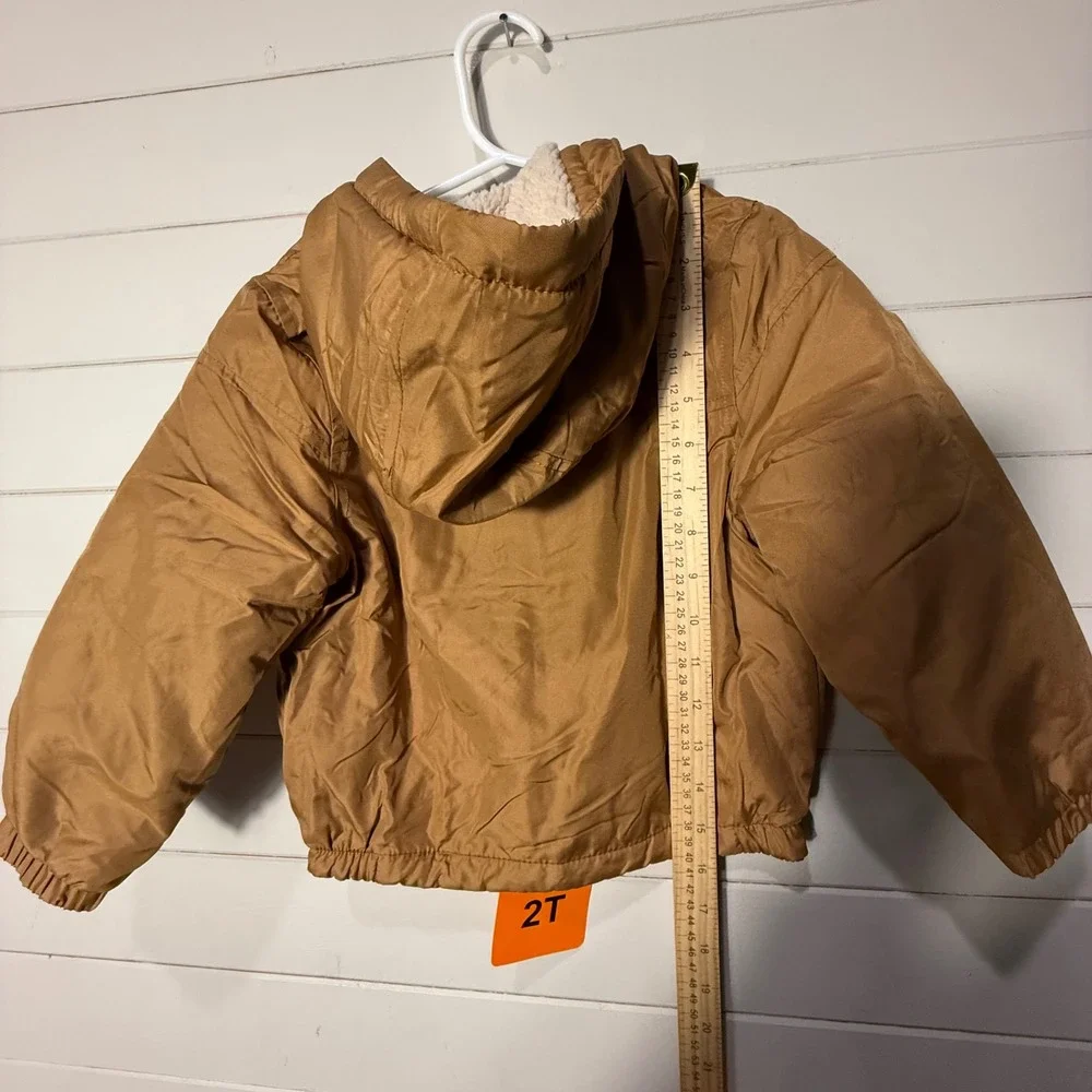 Carter's Toddler‎ Boys Tan Water Resistant Sherpa Lined Hooded Jacket 2T Warm